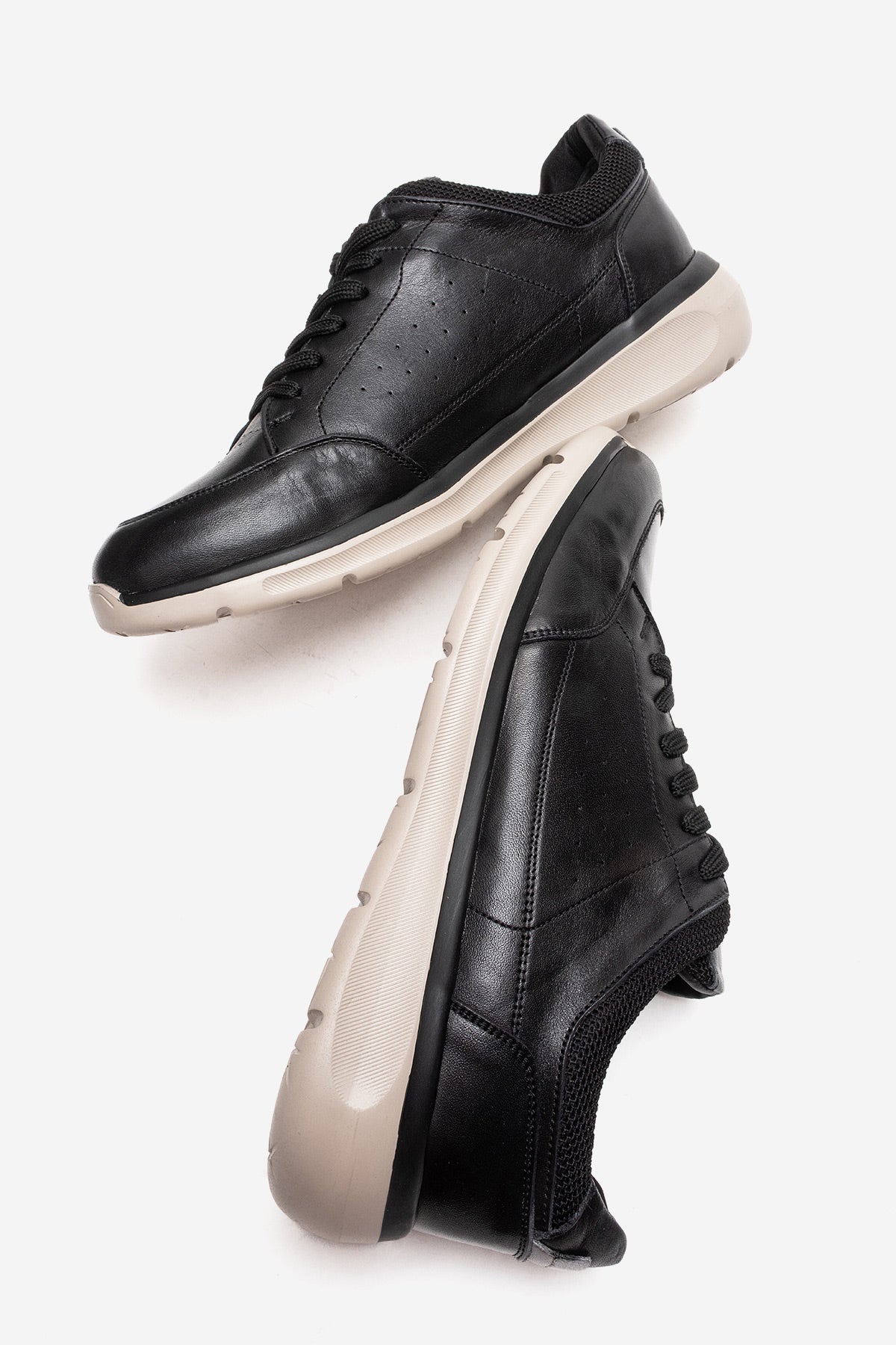 Erkek Hakiki Deri Siyah Lazer Kesim Hafif Tabanlı Sneaker Rodrigo
