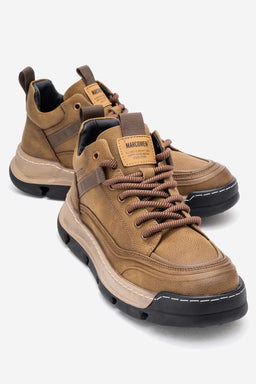 Erkek Hakiki Deri Vizon Bağcıklı Dişli Kauçuk Tabanlı Sneaker Taddeo