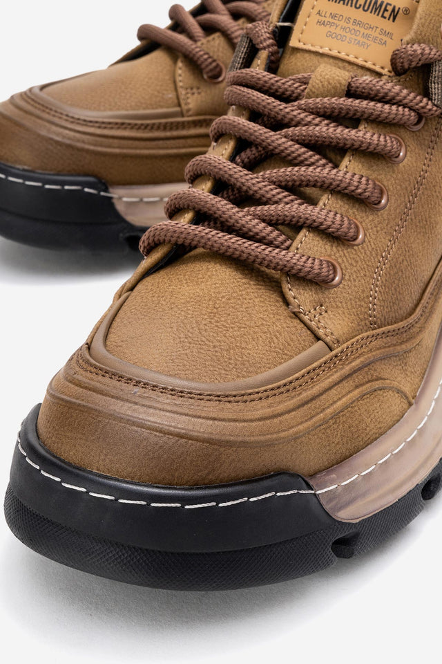 Erkek Hakiki Deri Vizon Bağcıklı Dişli Kauçuk Tabanlı Sneaker Taddeo