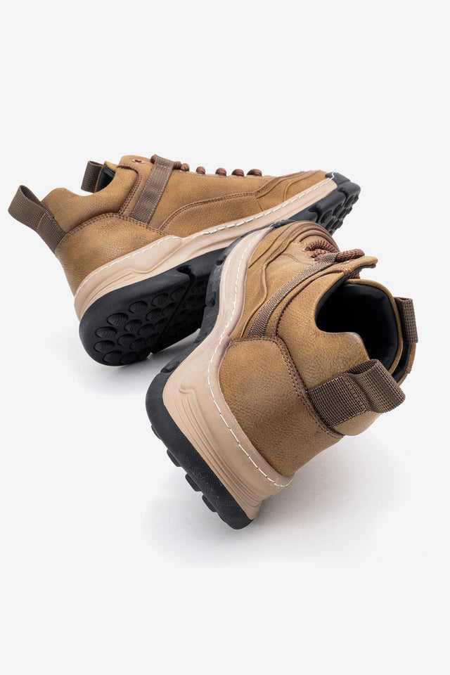Erkek Hakiki Deri Vizon Bağcıklı Dişli Kauçuk Tabanlı Sneaker Taddeo
