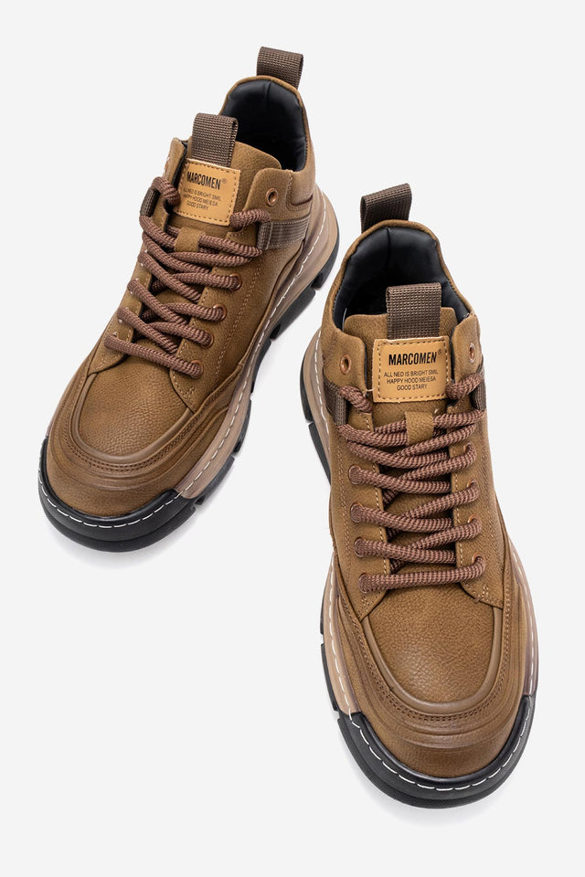 Erkek Hakiki Deri Vizon Bağcıklı Dişli Kauçuk Tabanlı Sneaker Taddeo