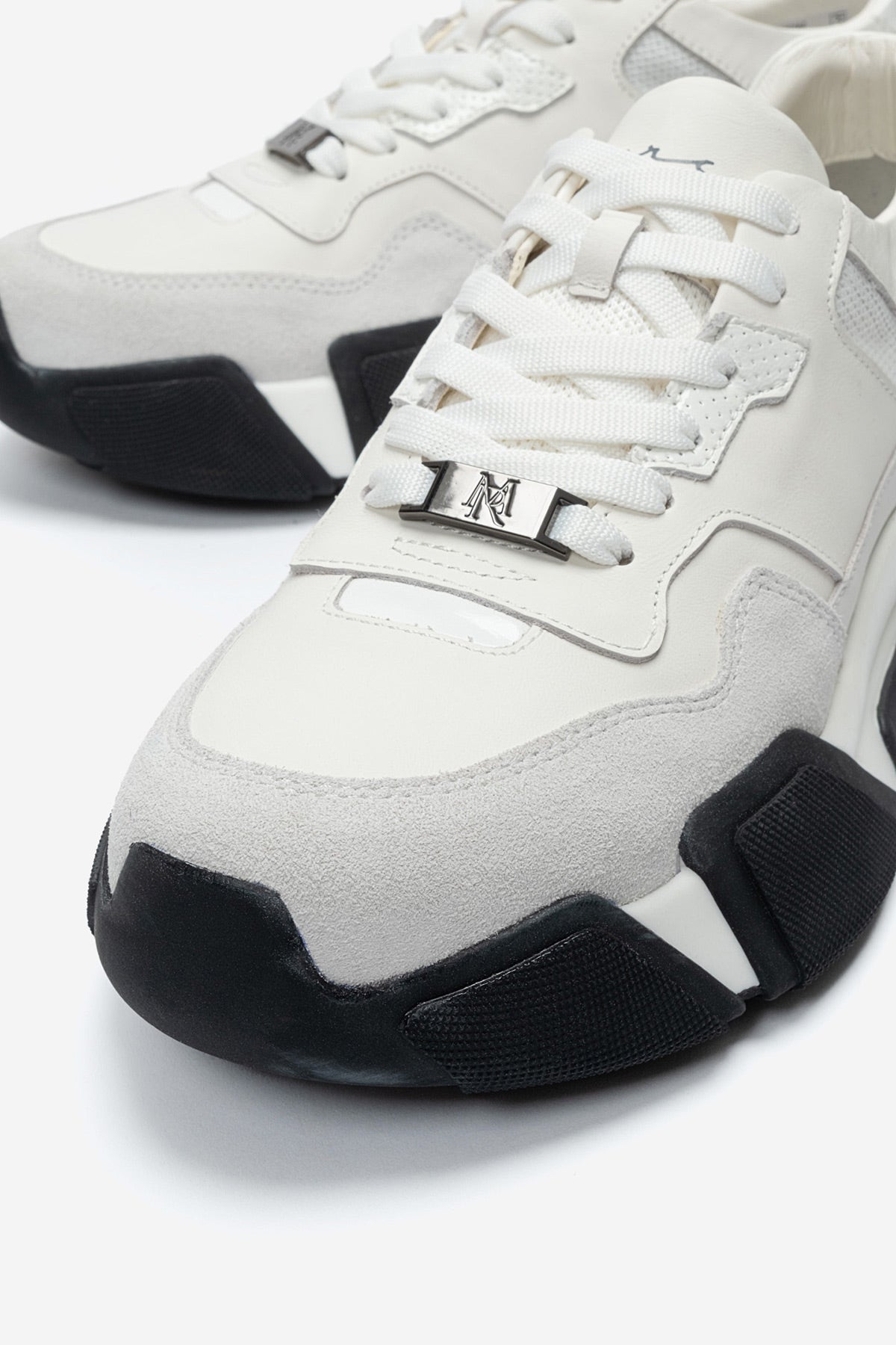 Erkek Hakiki Deri Beyaz Bağcıklı Kalın Tabanlı Hafif Sneaker Timoteo