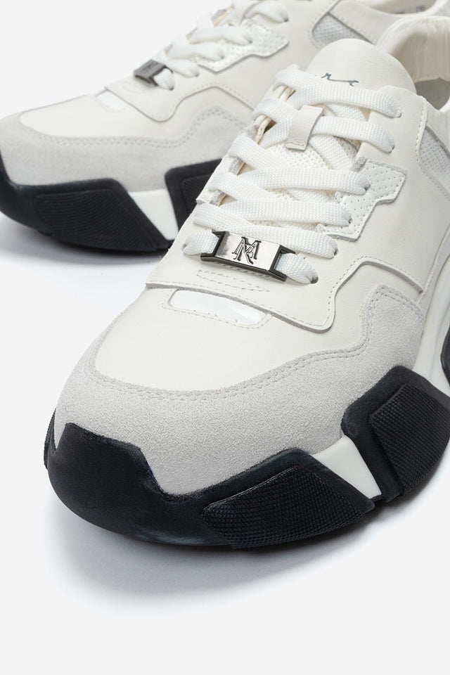 Erkek Hakiki Deri Beyaz Bağcıklı Kalın Tabanlı Hafif Sneaker Timoteo