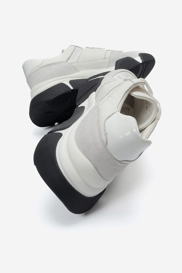 Erkek Hakiki Deri Beyaz Bağcıklı Kalın Tabanlı Hafif Sneaker Timoteo