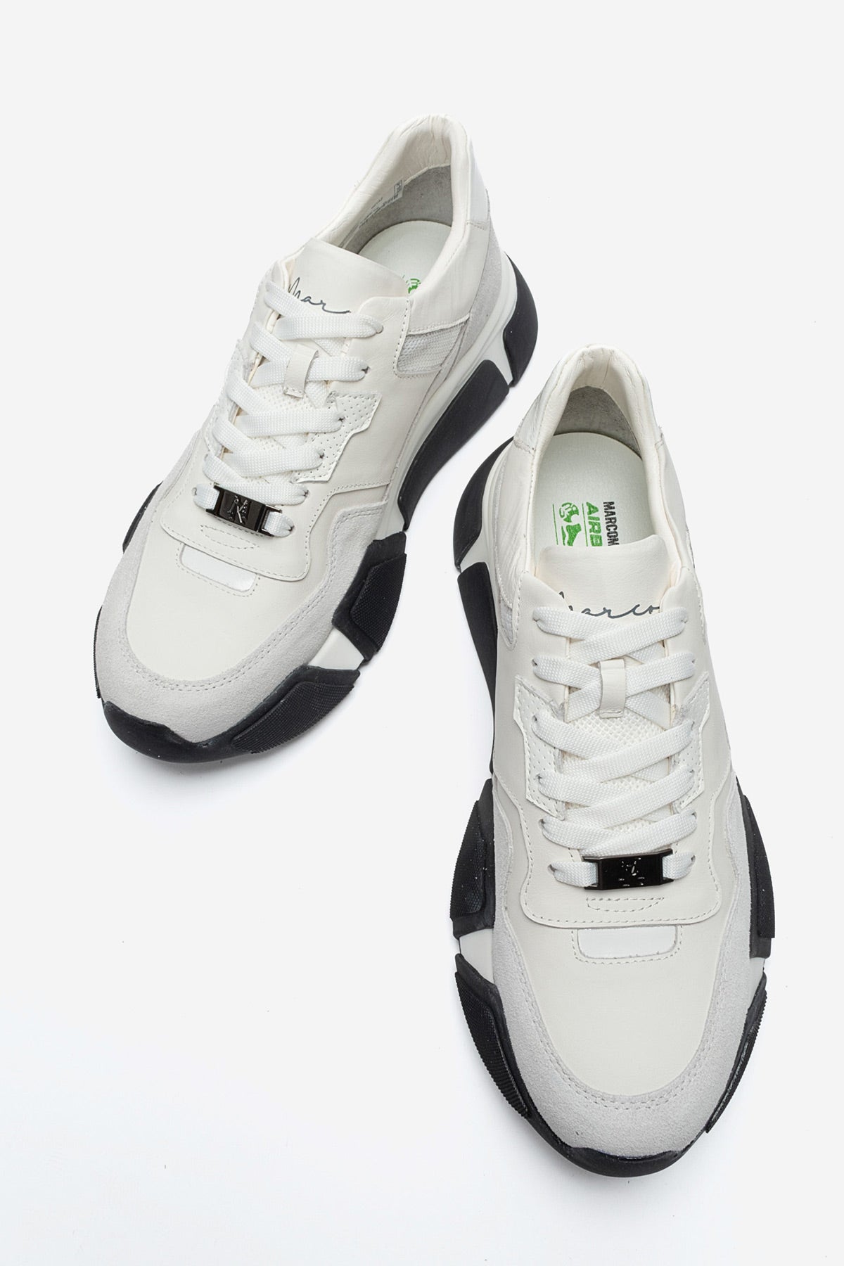 Erkek Hakiki Deri Beyaz Bağcıklı Kalın Tabanlı Hafif Sneaker Timoteo