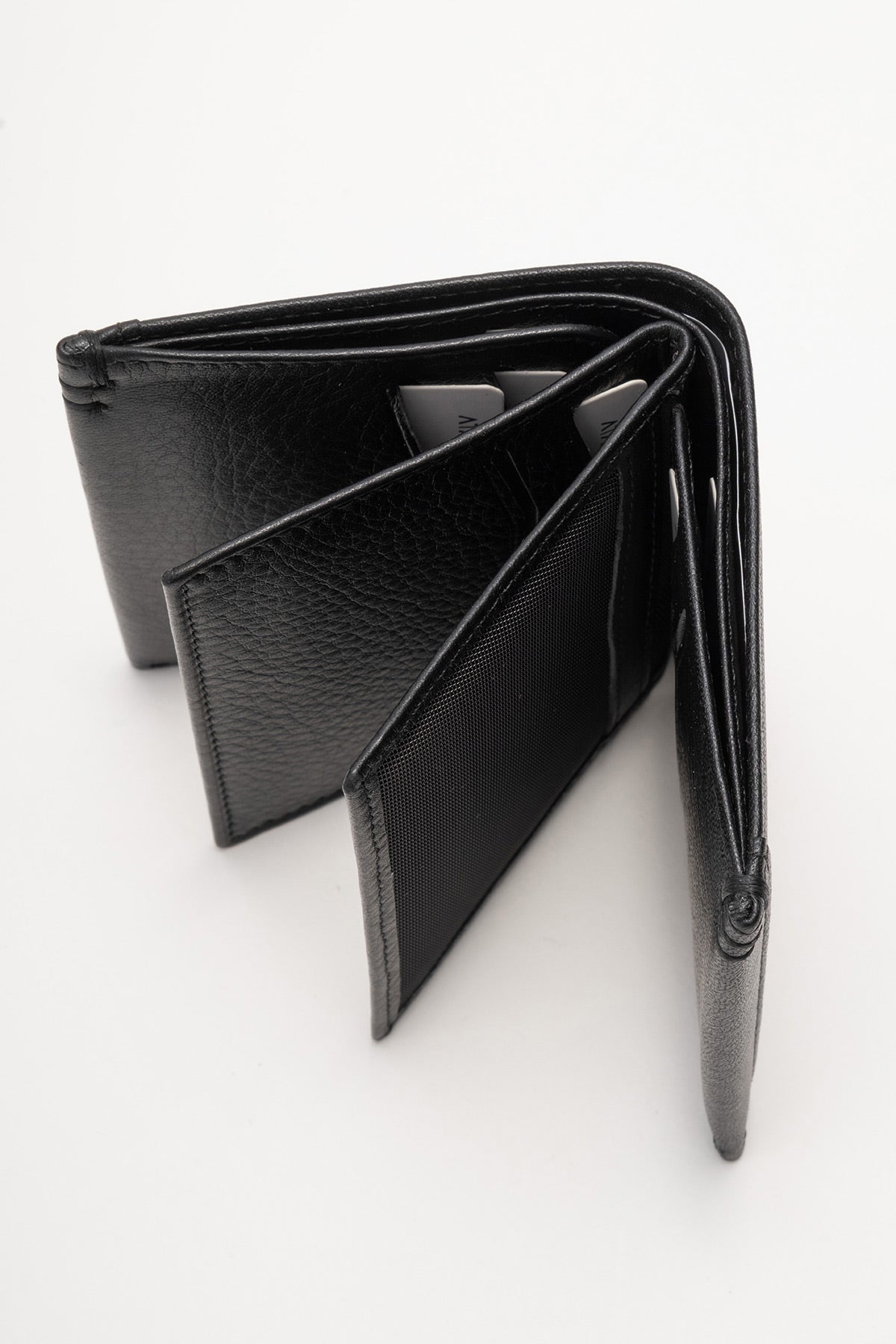 Erkek Hakiki Deri Siyah Çok Kartlıklı Kimlik Bölmeli Cüzdan Marco