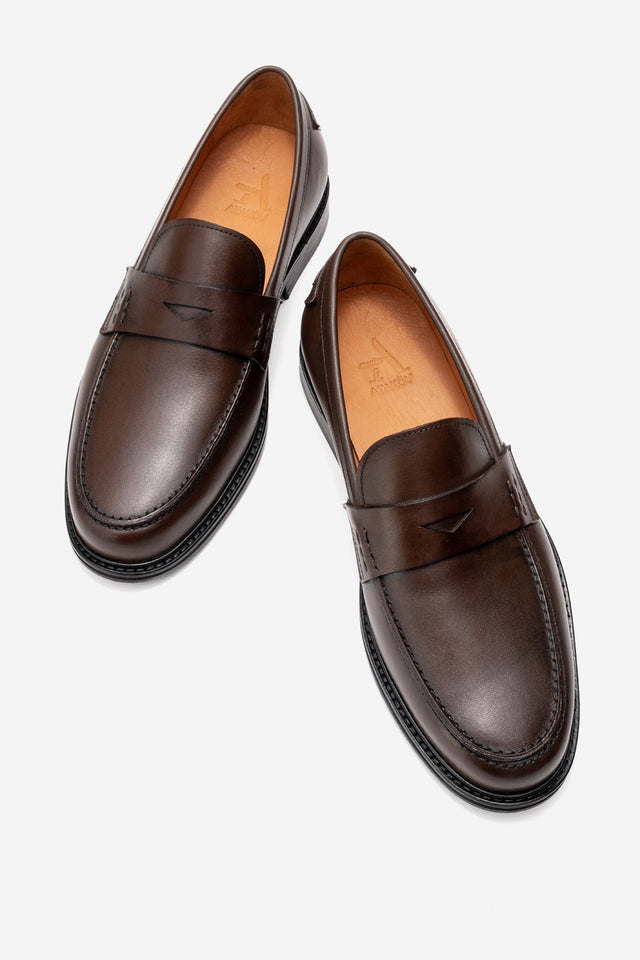 Erkek Hakiki Deri Kahve Bant Detaylı Topuklu Loafer Riccardo