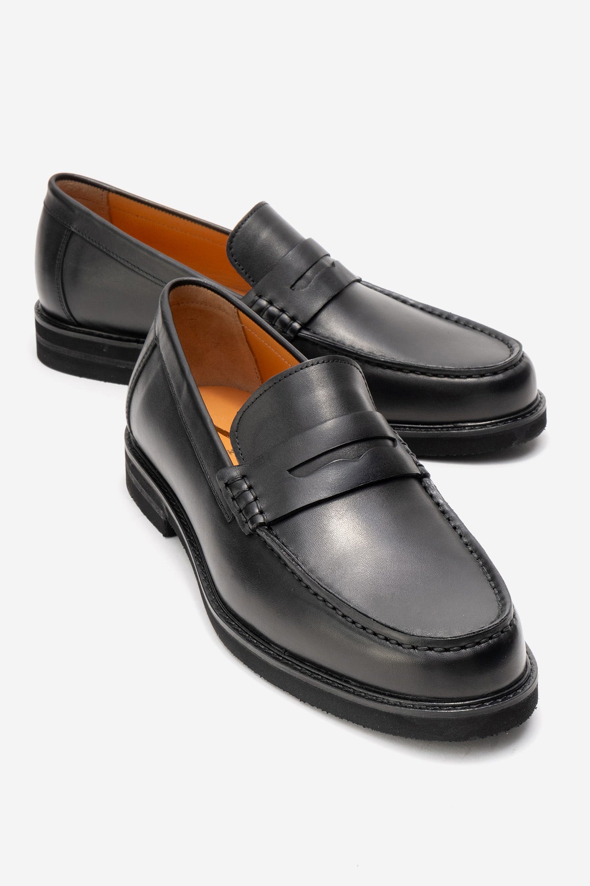Erkek Hakiki Deri Siyah Kauçuk Tabanlı Loafer Günlük Ayakkabı Sergio