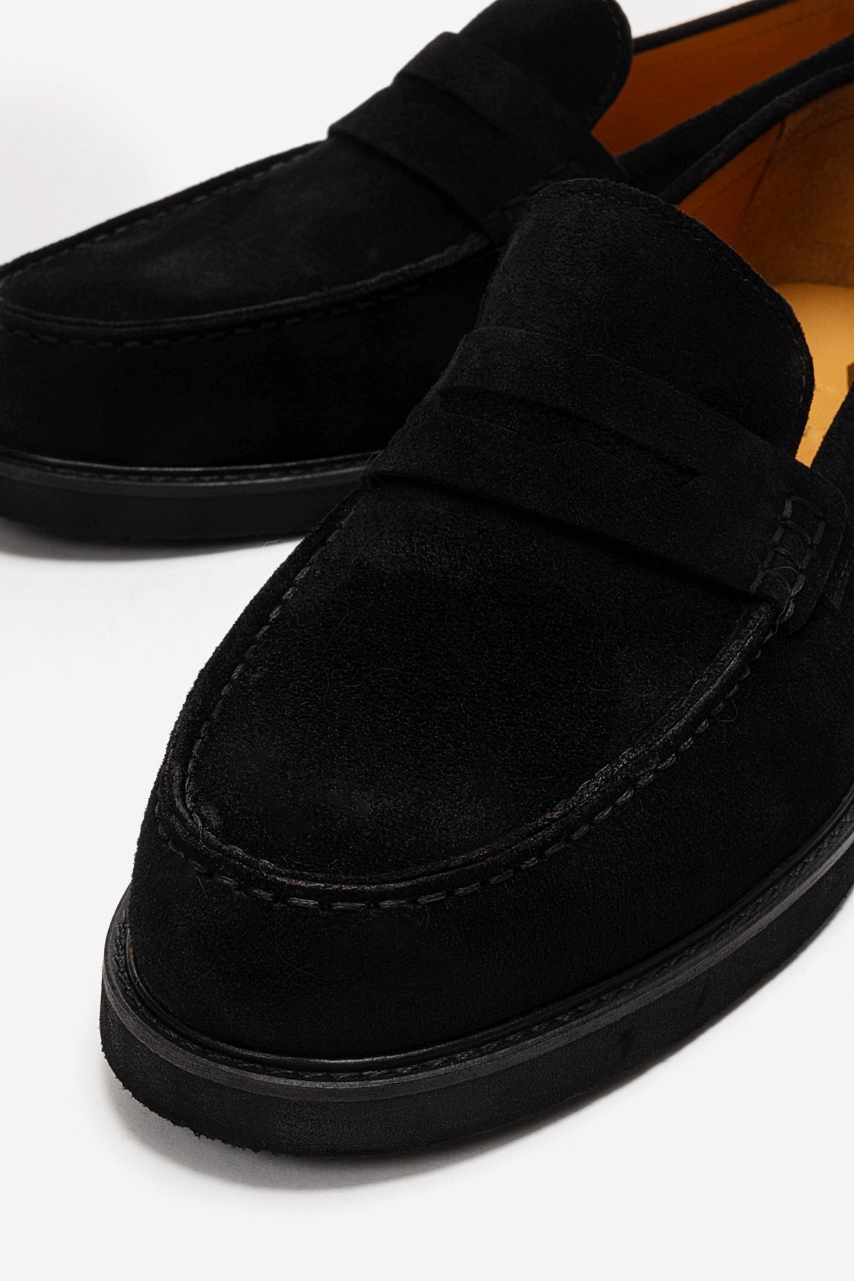 Erkek Hakiki Deri Siyah Süet Kauçuk Tabanlı Loafer Günlük Ayakkabı Sergio