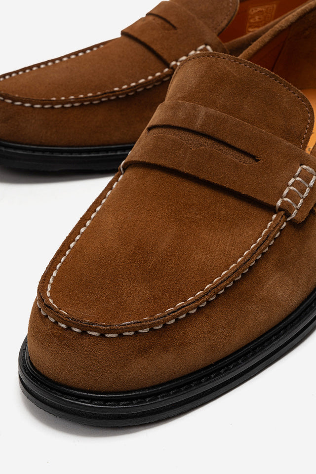 Erkek Hakiki Deri Tütün Süet Kauçuk Tabanlı Loafer Günlük Ayakkabı Sergio