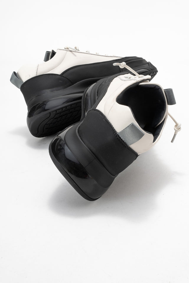 Erkek Beyaz Lastik Bağcıklı Kalın Tabanlı Sneaker Ayakkabı Milo