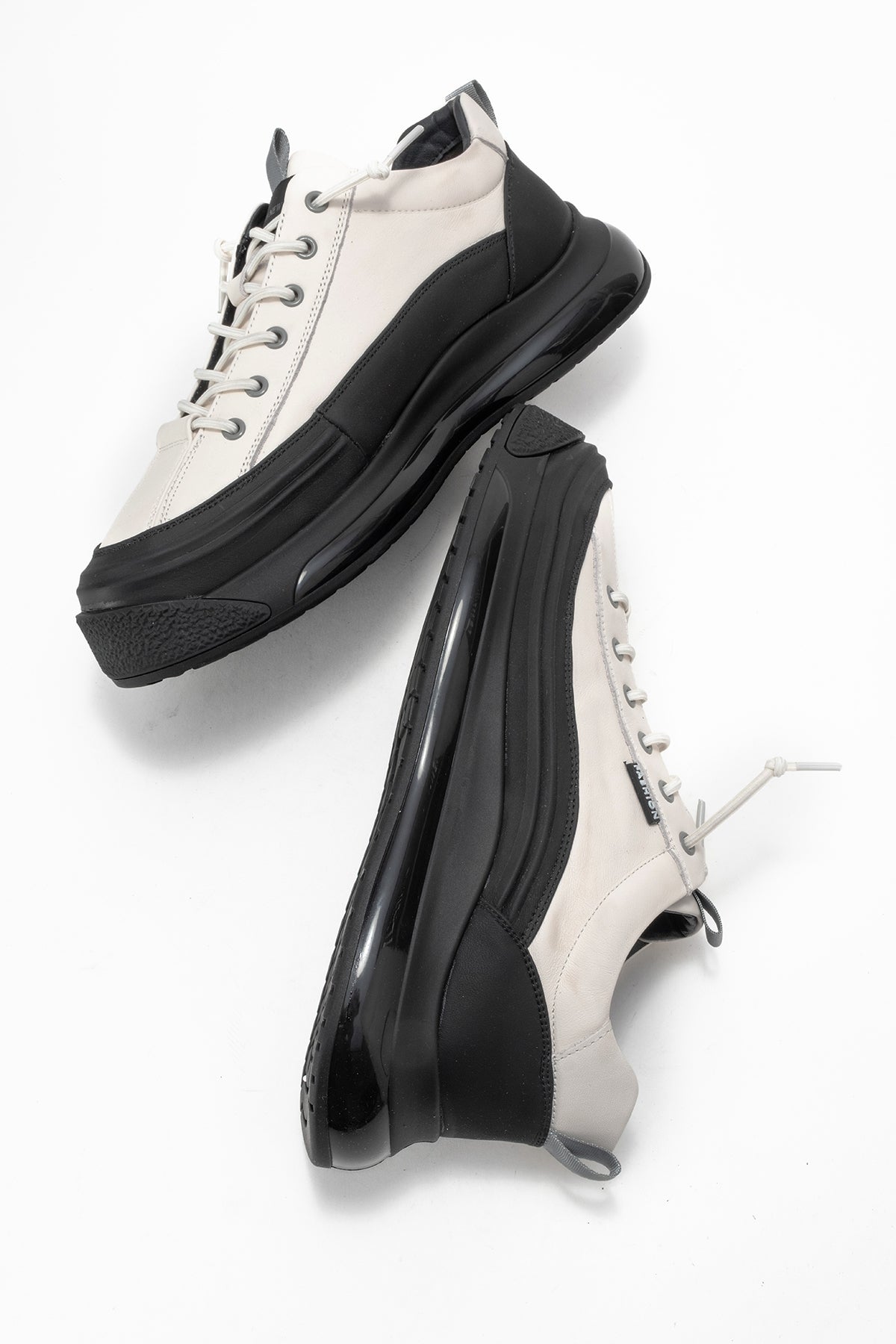 Erkek Beyaz Lastik Bağcıklı Kalın Tabanlı Sneaker Ayakkabı Milo