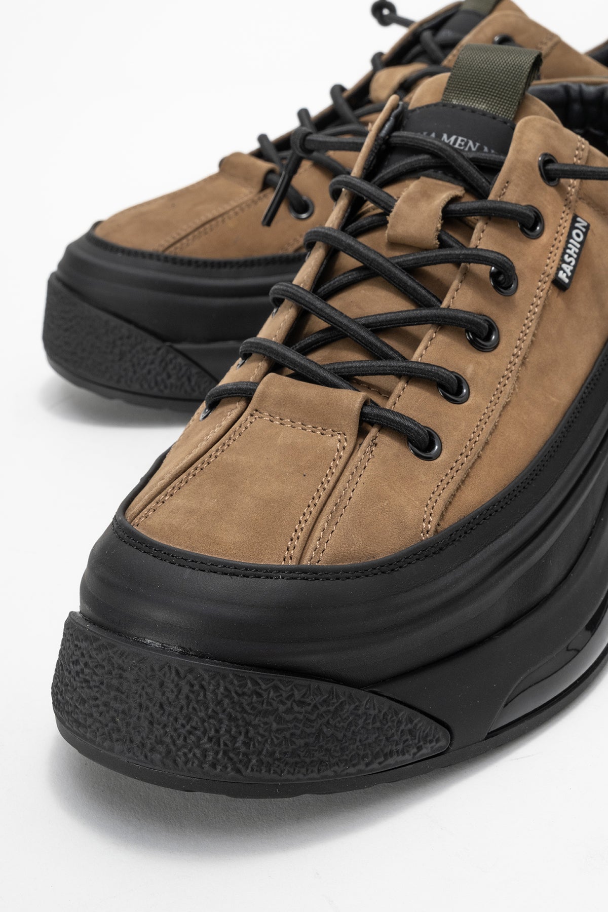 Erkek Haki Lastik Bağcıklı Kalın Tabanlı Sneaker Ayakkabı Milo