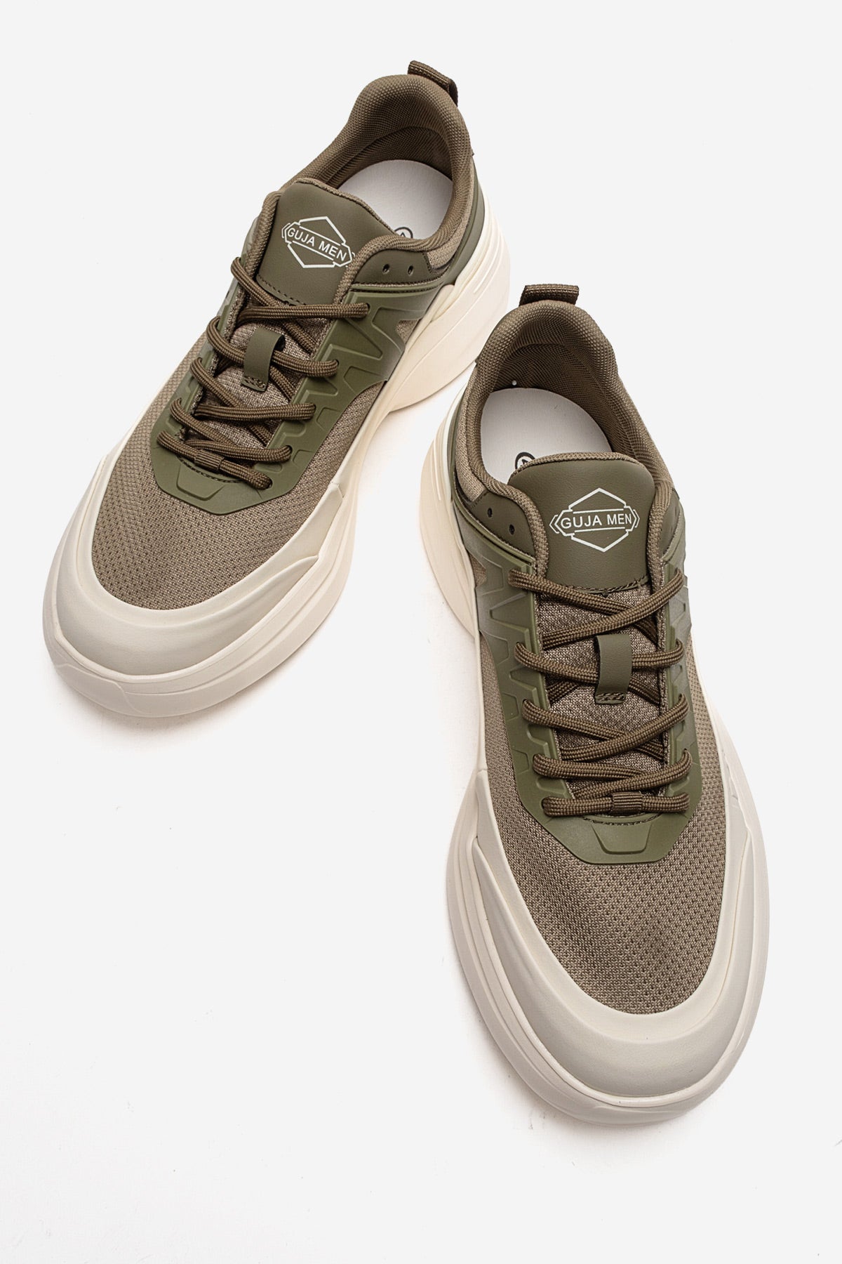 Erkek Haki File Detaylı Bağcıklı Kalın Tabanlı Sneaker Günlük Ayakkabı Neo