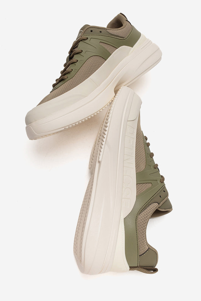Erkek Haki File Detaylı Bağcıklı Kalın Tabanlı Sneaker Günlük Ayakkabı Neo