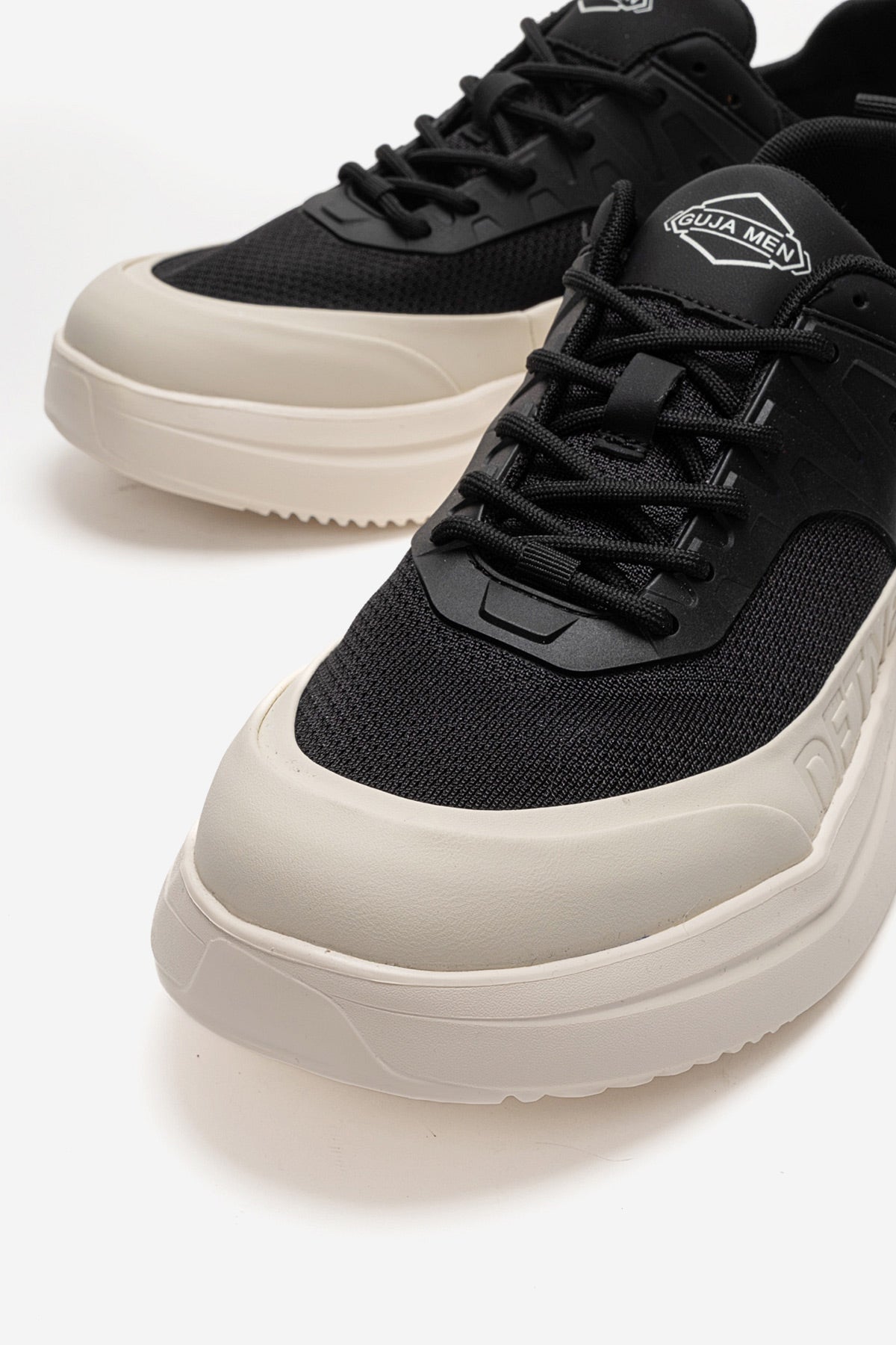 Erkek Siyah File Detaylı Bağcıklı Kalın Tabanlı Sneaker Günlük Ayakkabı Neo