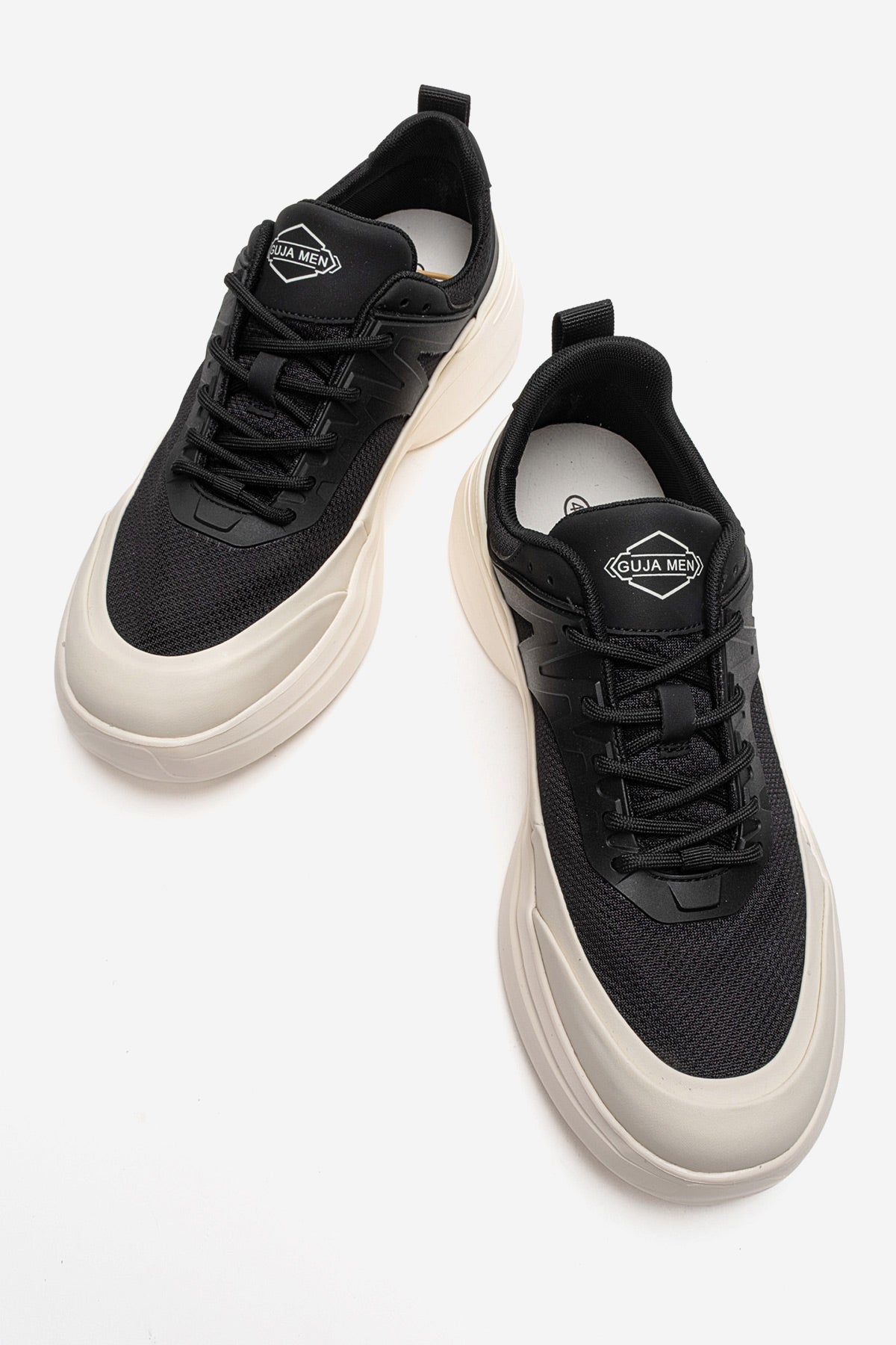 Erkek Siyah File Detaylı Bağcıklı Kalın Tabanlı Sneaker Günlük Ayakkabı Neo