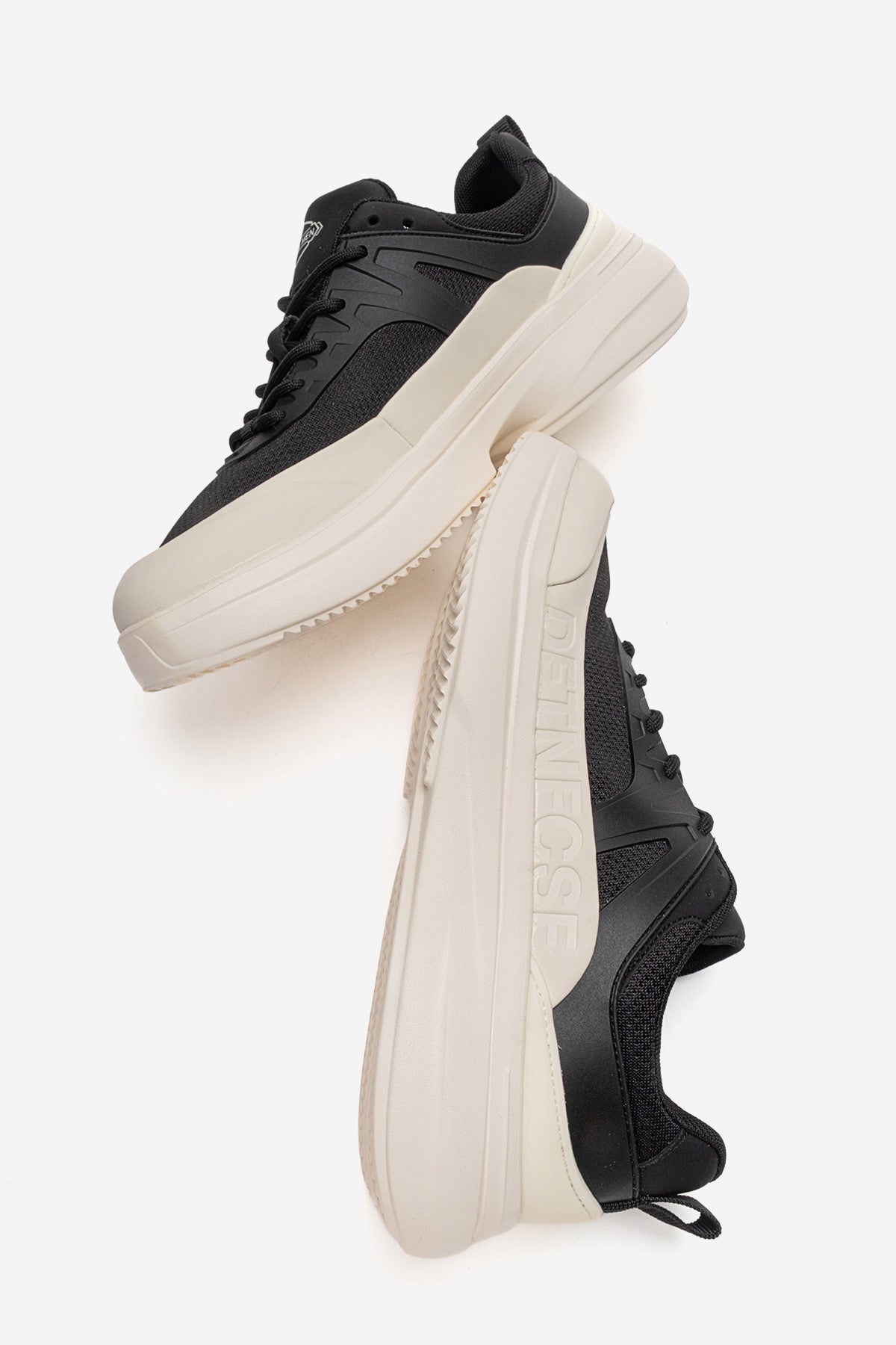 Erkek Siyah File Detaylı Bağcıklı Kalın Tabanlı Sneaker Günlük Ayakkabı Neo