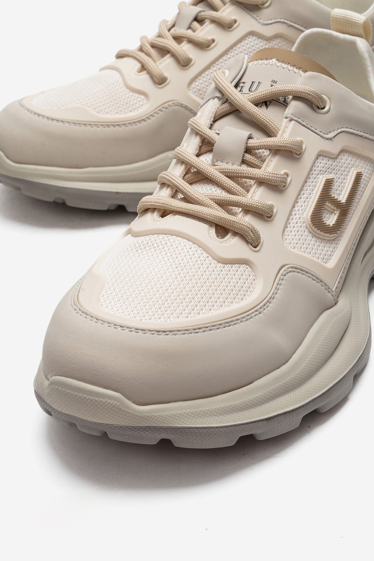 Erkek Bej File Detaylı Bağcıklı Kalın Kauçuk Tabanlı Sneaker Tiago