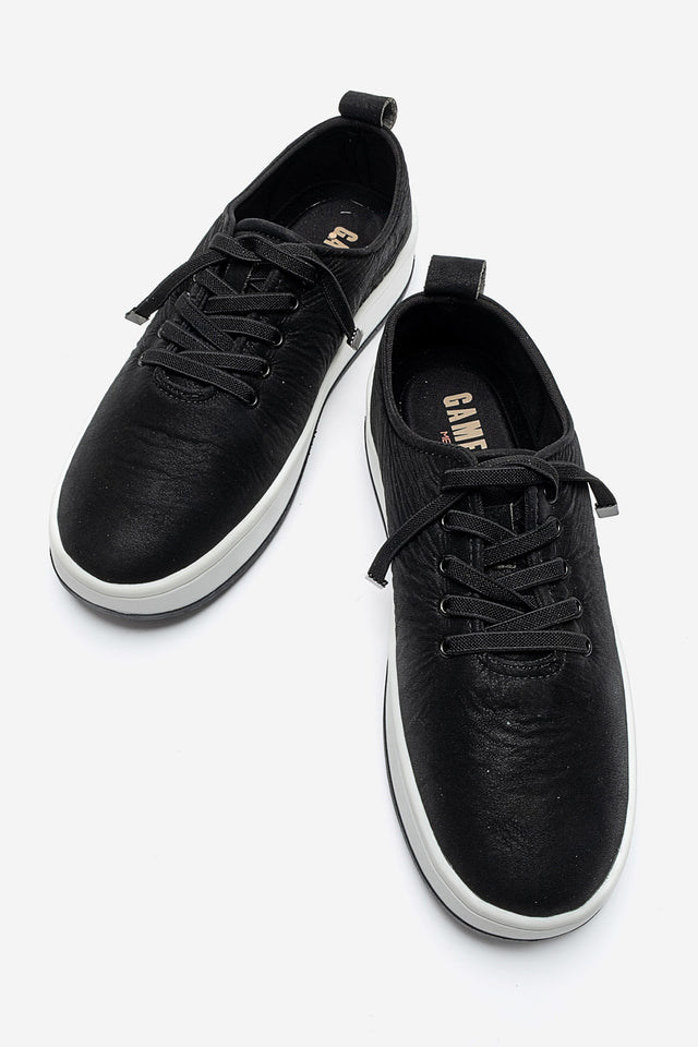 Kadın Siyah Bağcıklı Hafif Tabanlı Günlük Sneaker Berta