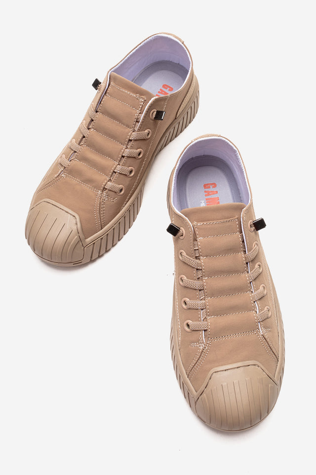 Kadın Bej Tekstil Bağcıklı Kalın Tabanlı Sneaker Günlük Ayakkabı Aveline