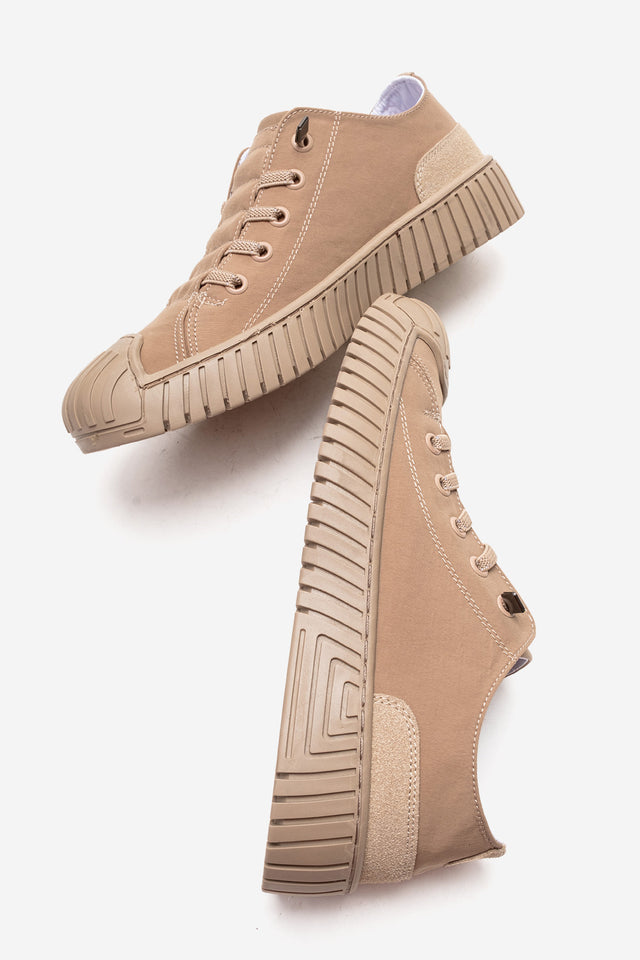 Kadın Bej Tekstil Bağcıklı Kalın Tabanlı Sneaker Günlük Ayakkabı Aveline