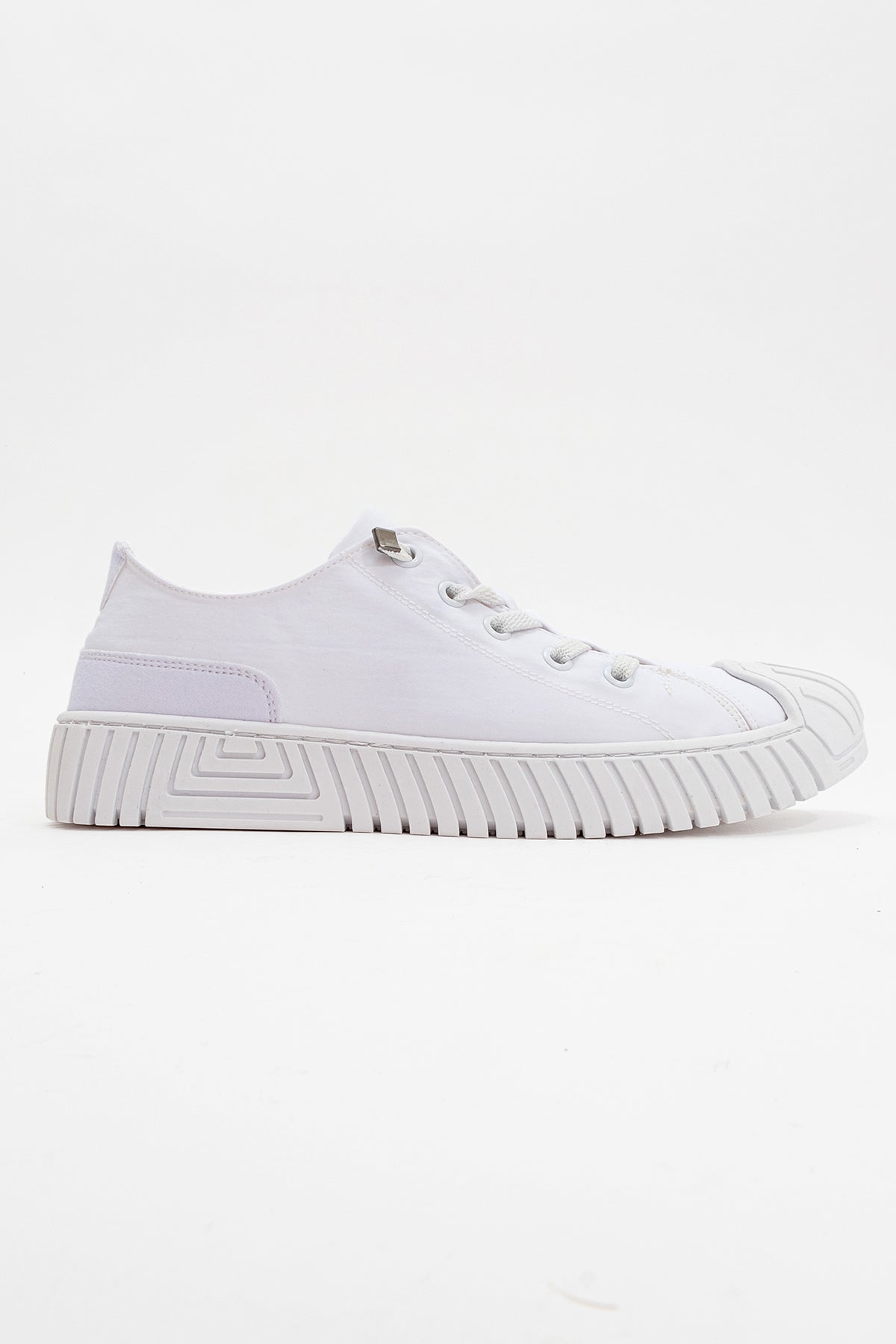 Kadın Beyaz Tekstil Bağcıklı Kalın Tabanlı Sneaker Günlük Ayakkabı Aveline