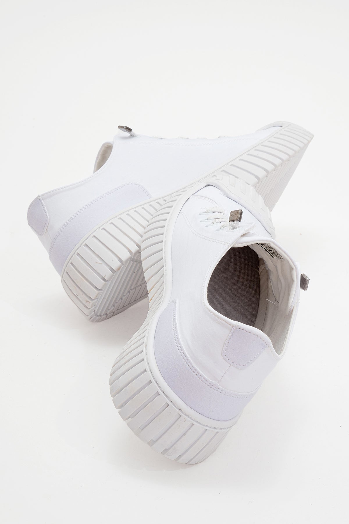 Kadın Beyaz Tekstil Bağcıklı Kalın Tabanlı Sneaker Günlük Ayakkabı Aveline