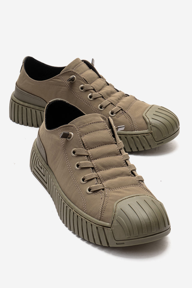 Kadın Haki Tekstil Bağcıklı Kalın Tabanlı Sneaker Günlük Ayakkabı Aveline