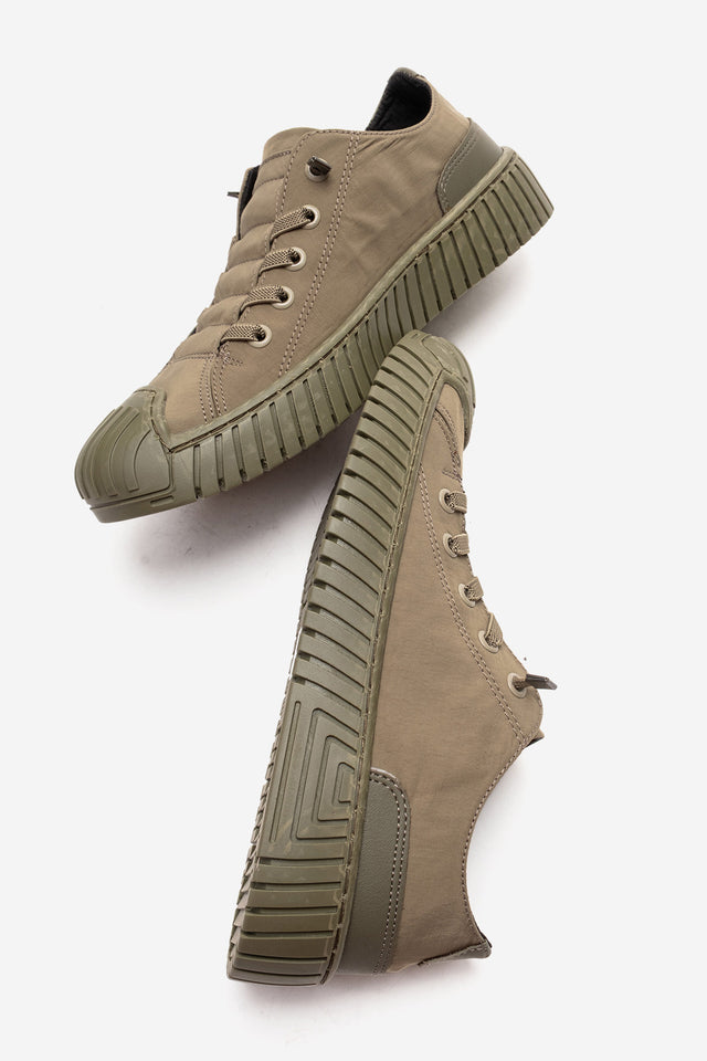 Kadın Haki Tekstil Bağcıklı Kalın Tabanlı Sneaker Günlük Ayakkabı Aveline
