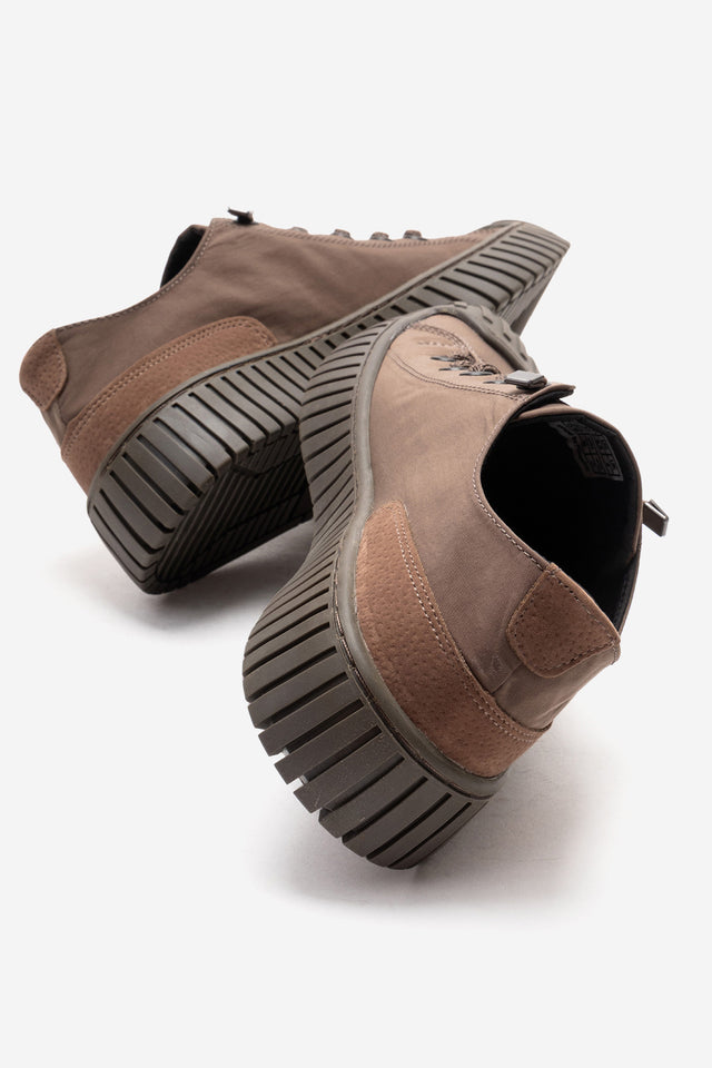 Kadın Kahve Tekstil Bağcıklı Kalın Tabanlı Sneaker Günlük Ayakkabı Aveline
