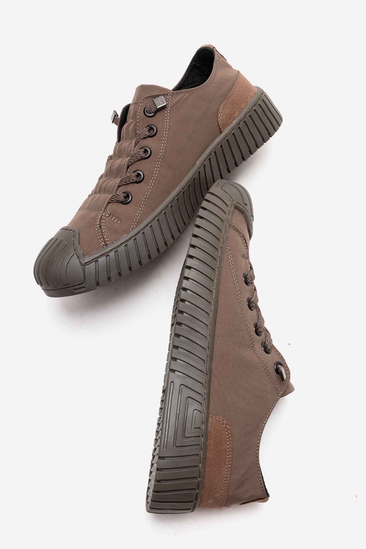 Kadın Kahve Tekstil Bağcıklı Kalın Tabanlı Sneaker Günlük Ayakkabı Aveline