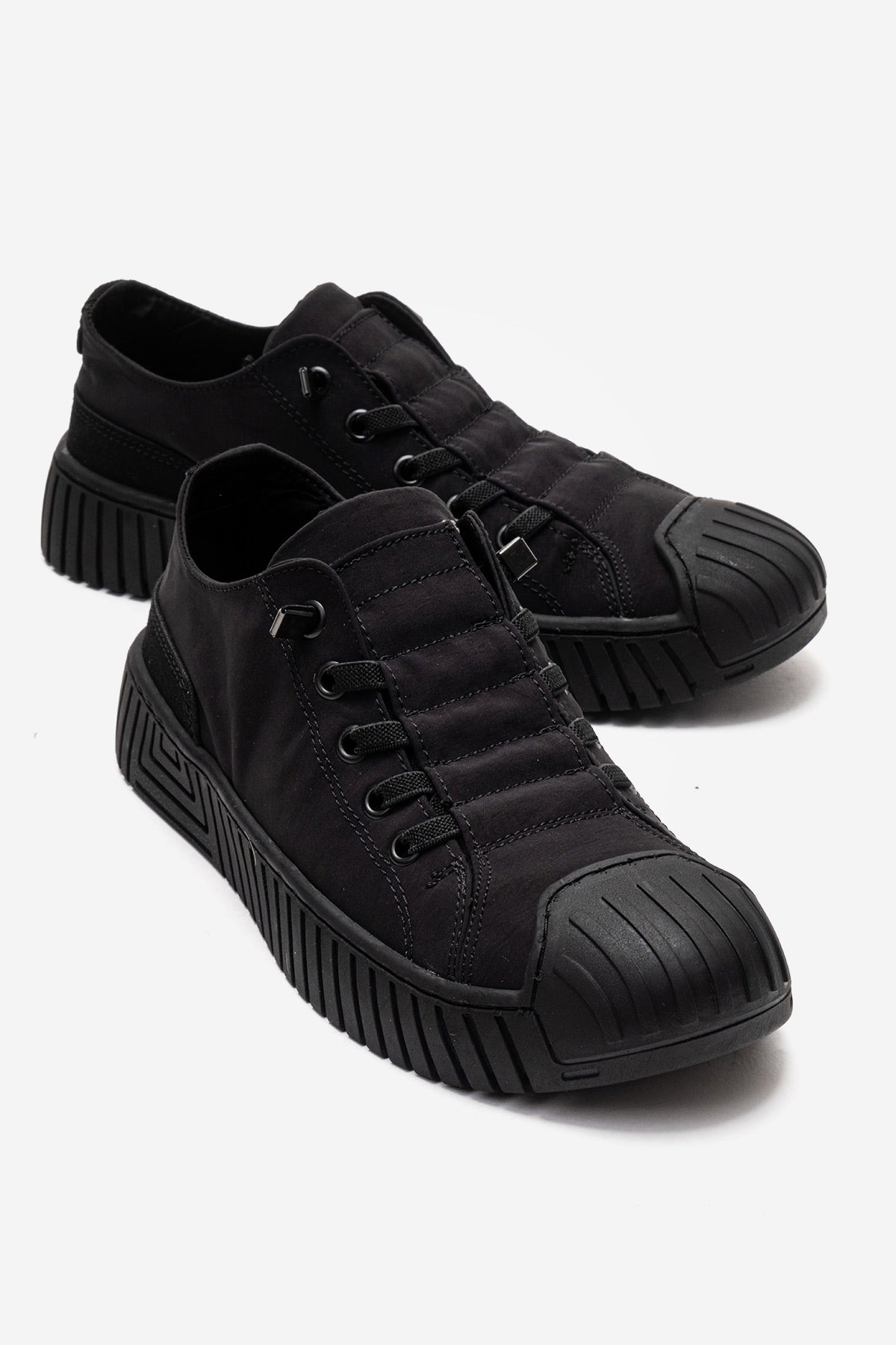 Kadın Siyah Tekstil Bağcıklı Kalın Tabanlı Sneaker Günlük Ayakkabı Aveline