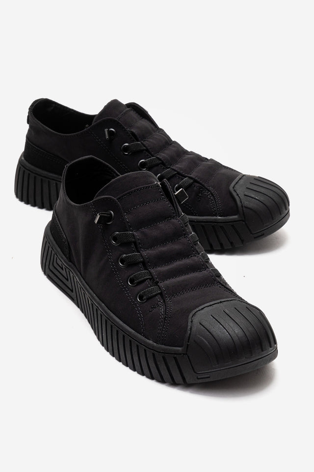 Kadın Siyah Tekstil Bağcıklı Kalın Tabanlı Sneaker Günlük Ayakkabı Aveline
