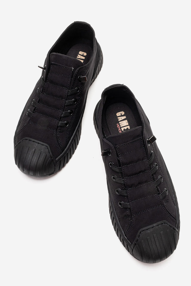 Kadın Siyah Tekstil Bağcıklı Kalın Tabanlı Sneaker Günlük Ayakkabı Aveline