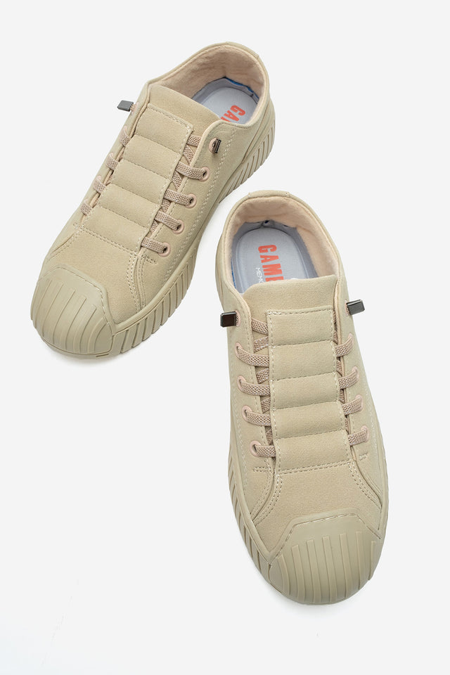 Kadın Bej Nubuk Bağcıklı Kauçuk Burunlu Günlük Sneaker Vigor