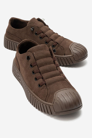 Kadın Kahve Nubuk Bağcıklı Kauçuk Burunlu Günlük Sneaker Vigor
