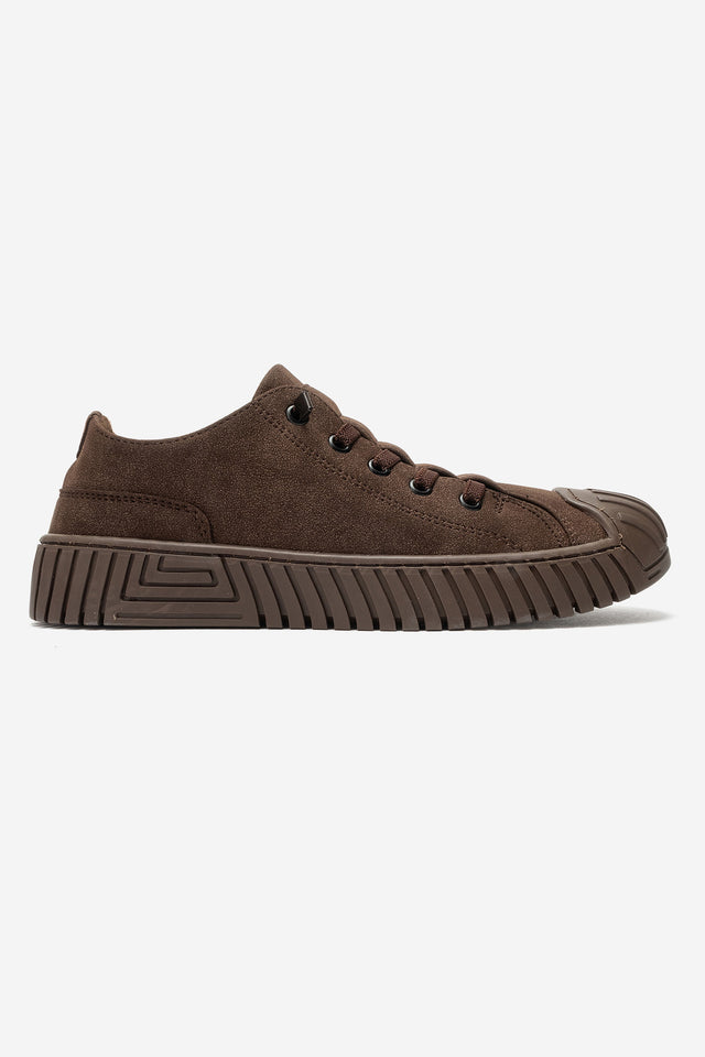Kadın Kahve Nubuk Bağcıklı Kauçuk Burunlu Günlük Sneaker Vigor