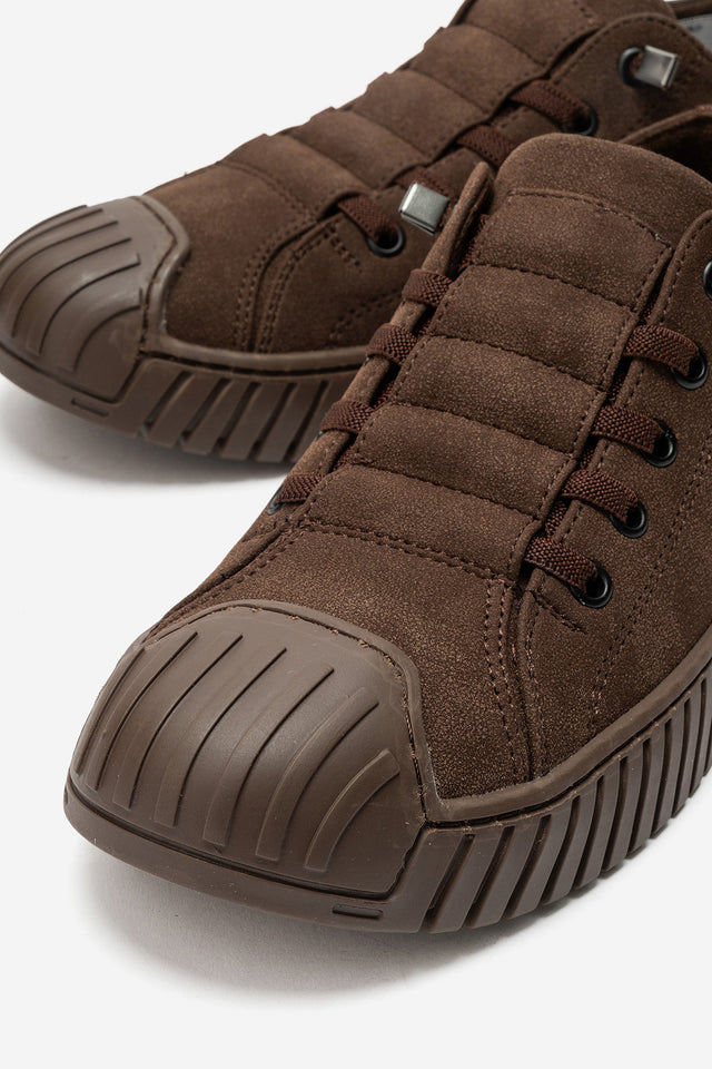 Kadın Kahve Nubuk Bağcıklı Kauçuk Burunlu Günlük Sneaker Vigor