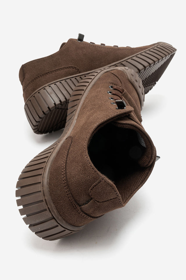 Kadın Kahve Nubuk Bağcıklı Kauçuk Burunlu Günlük Sneaker Vigor