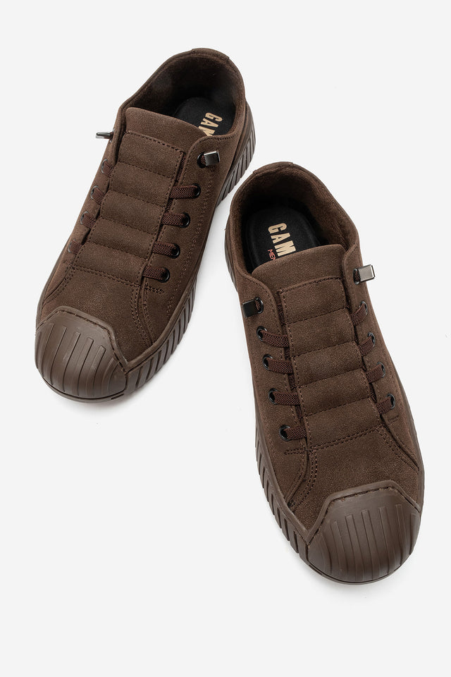 Kadın Kahve Nubuk Bağcıklı Kauçuk Burunlu Günlük Sneaker Vigor
