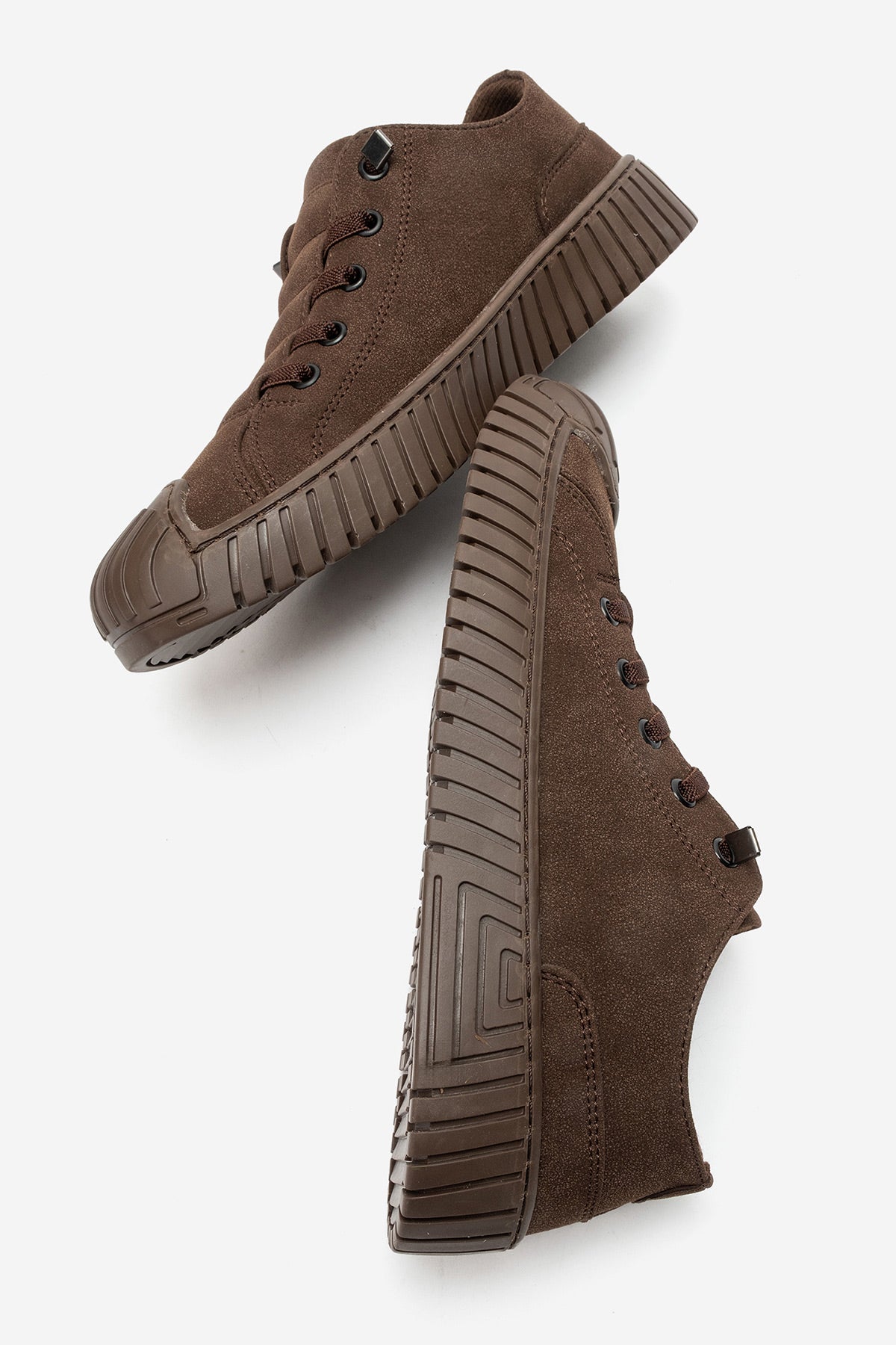 Kadın Kahve Nubuk Bağcıklı Kauçuk Burunlu Günlük Sneaker Vigor