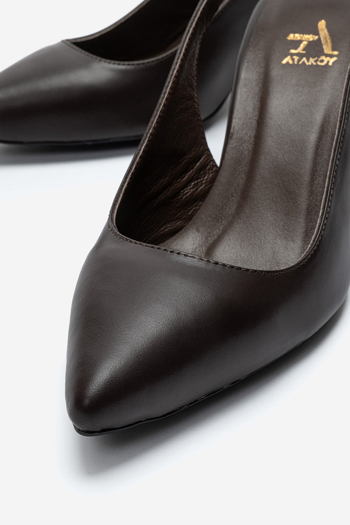 Kadın Hakiki Deri Kahve Arkası Açık Tokalı 8 cm Yüksek İnce Topuklu Stiletto Rosalia
