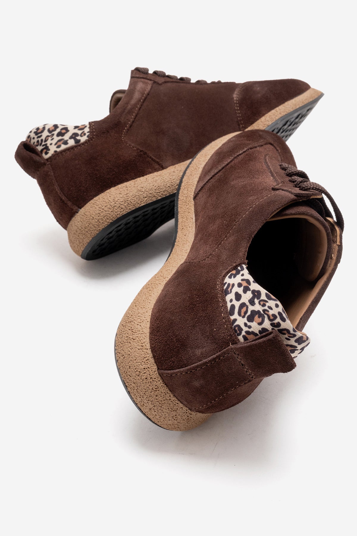 Kadın Hakiki Deri Kahve Leopar Süet Leopar Detaylı Bağcıklı Sneaker Kalia