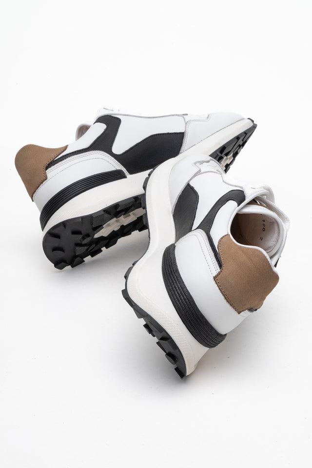Kadın Hakiki Deri Beyaz Siyah Bağcıklı Kalın Tabanlı Sneaker Günlük Ayakkabı Mara