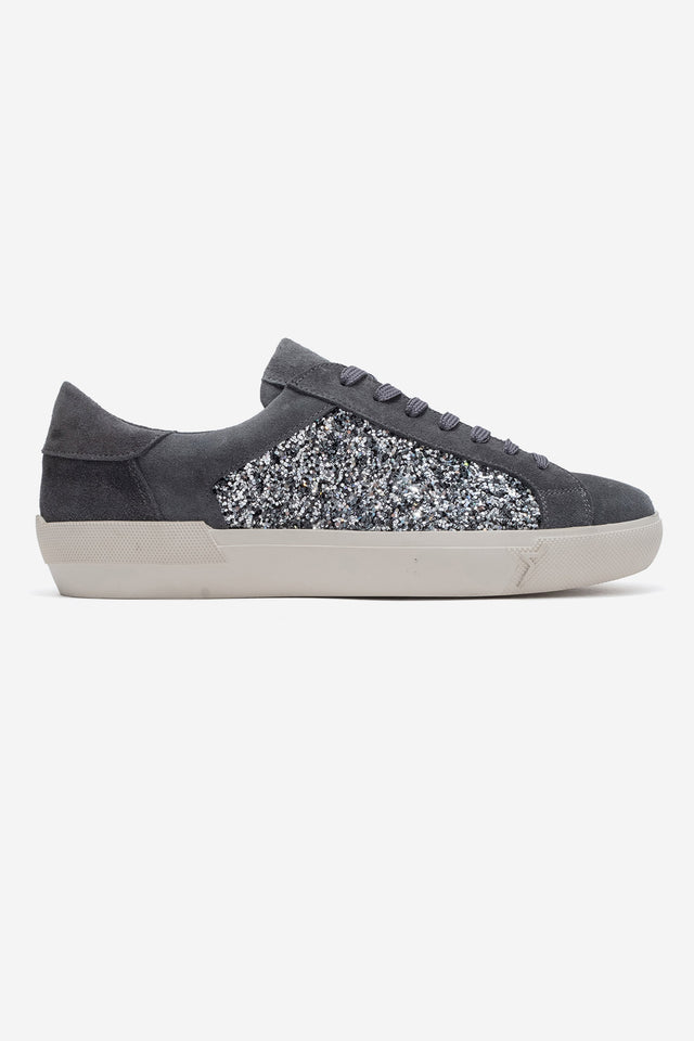 Kadın Hakiki Deri Füme Süet Simli Detaylı Kauçuk Taban Sneaker Marina