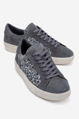 Kadın Hakiki Deri Füme Süet Simli Detaylı Kauçuk Taban Sneaker Marina
