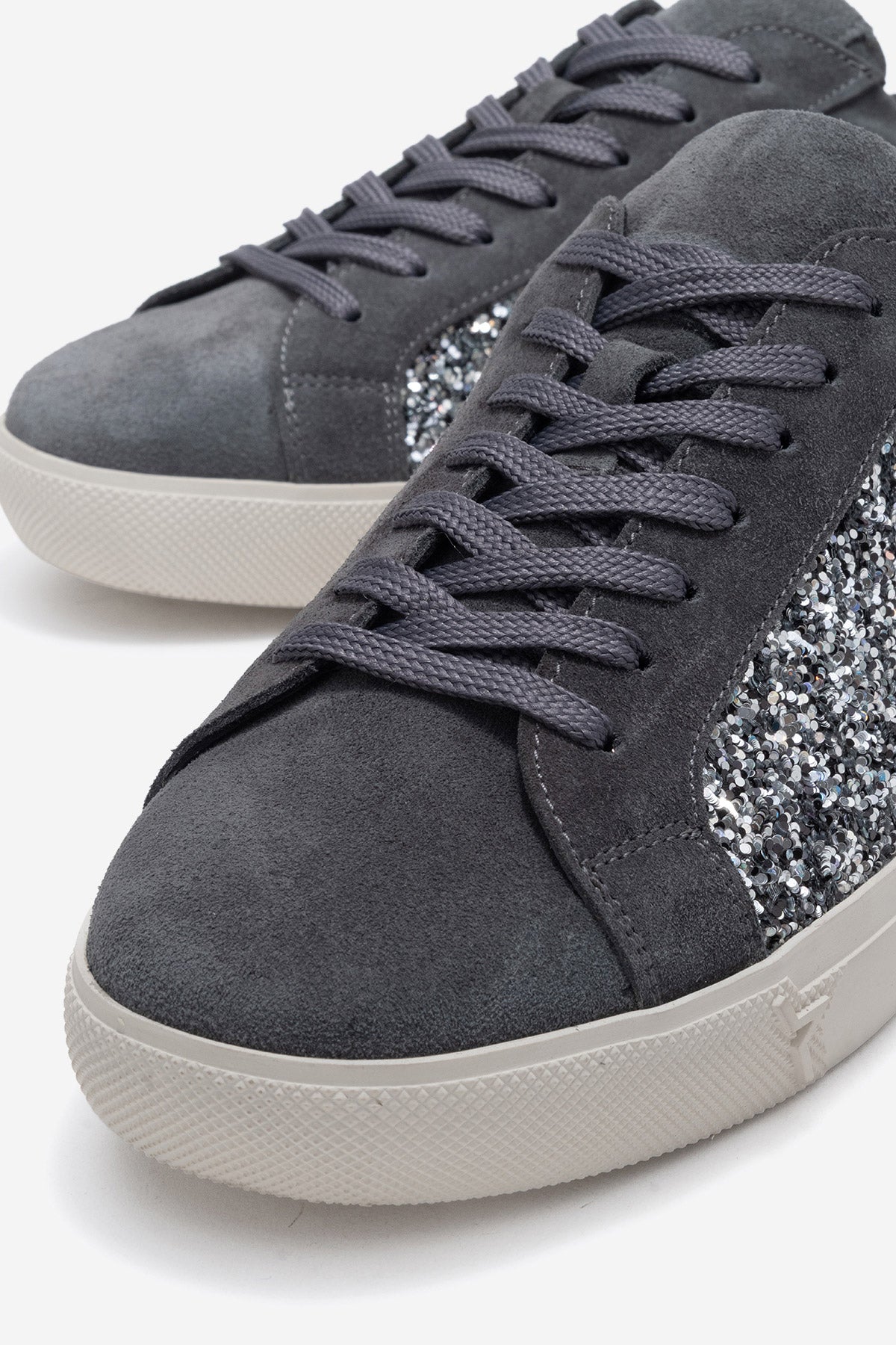 Kadın Hakiki Deri Füme Süet Simli Detaylı Kauçuk Taban Sneaker Marina
