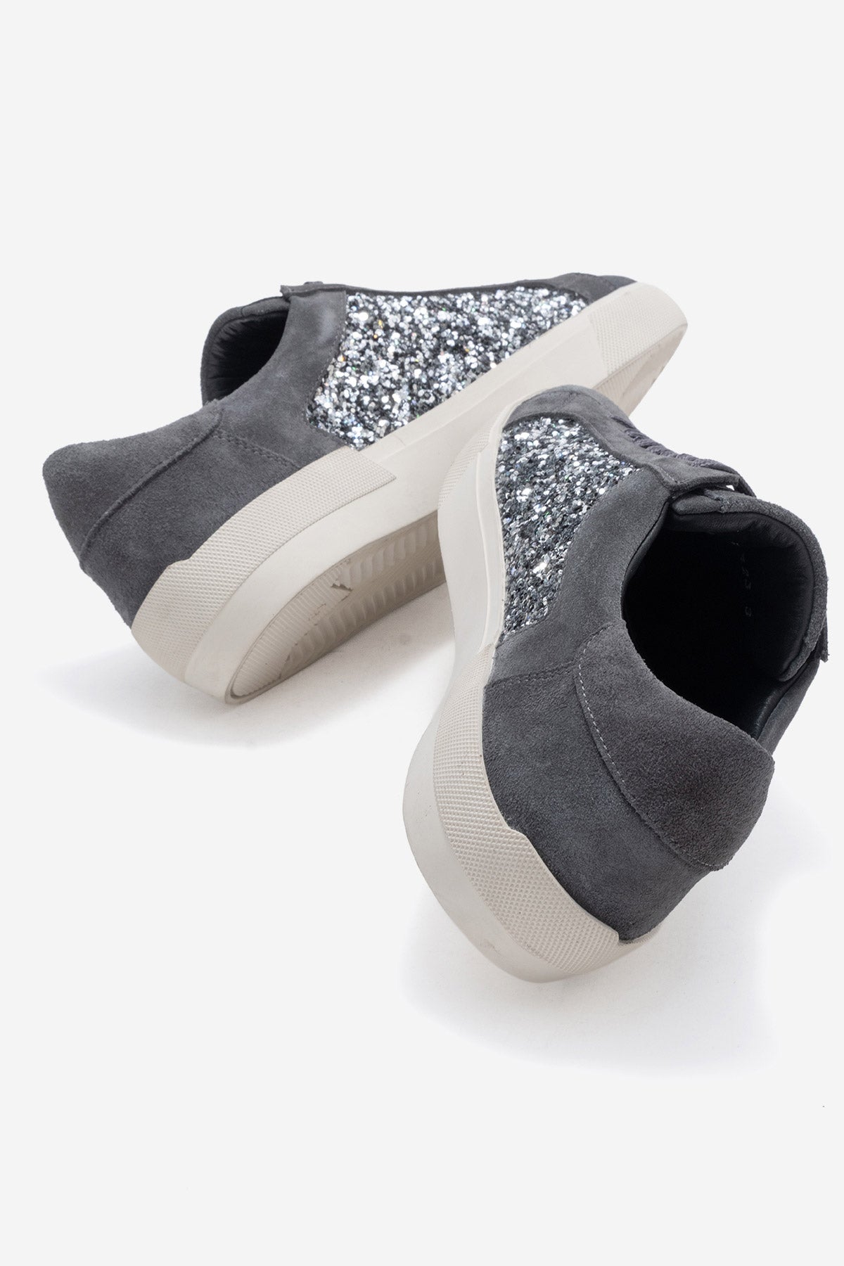 Kadın Hakiki Deri Füme Süet Simli Detaylı Kauçuk Taban Sneaker Marina