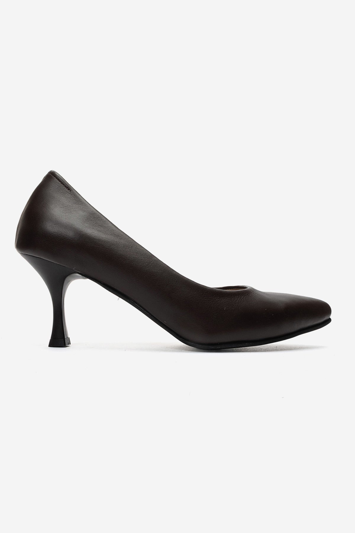 Kadın Hakiki Deri Kahve Sivri Burun 7 cm Orta Topuklu Stiletto Ayakkabı Vittoria